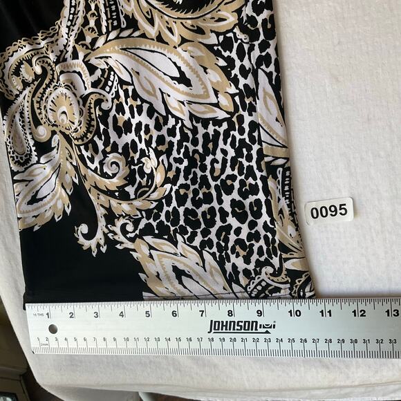 CActive Women Palazzo Pants size 2 Floral Black Mid Rise Stretch Flared Vacay - Picture 6 of 11